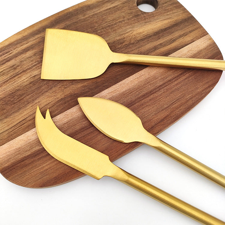 Stainless Steel Cheese Cheese Knife Golden Three-piece Set