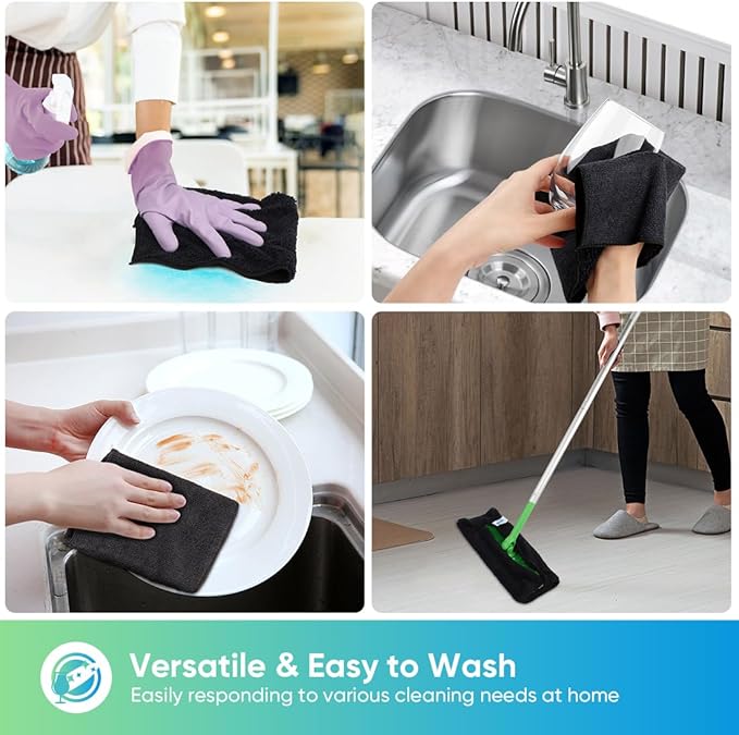 HOMEXCEL Microfiber Cleaning Cloth,12 Pack Cleaning Rags, Cleaning Towels with 4 Color Assorted, 11.5"X11.5"