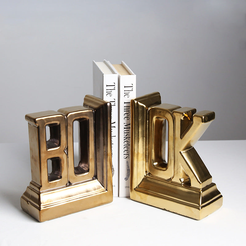 Originality Luxury Simplicity Electroplating Gold Lettered Bookcase
