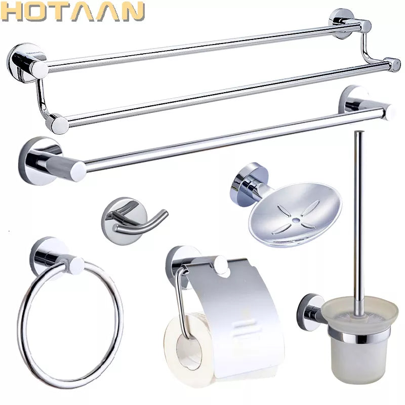 Stainless Steel Bathroom Accessories Set,Robe hook,Paper Holder,Towel Bar,Towel Ring,bathroom sets, chrome HT-810900-T