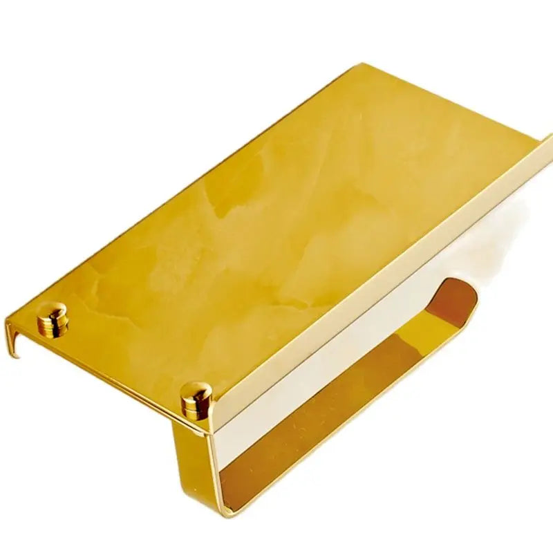 Stainless Steel Toilet Paper Holder Resistant European Golden Tissue  Rack With Mobile Phone  Chrome Finish Bath Set