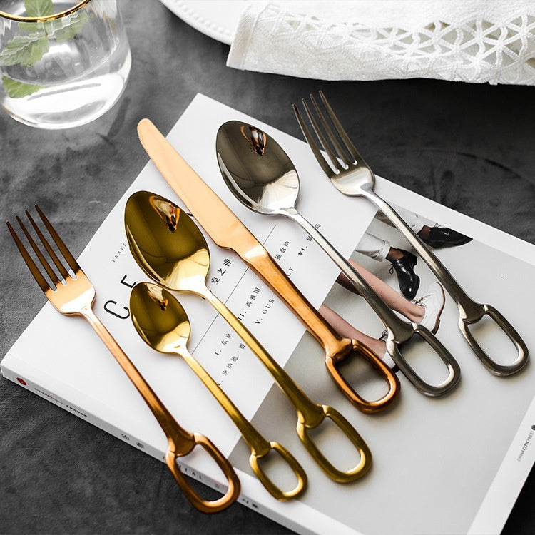 24-piece Handle Hanging Hole Knife Fork And Spoon